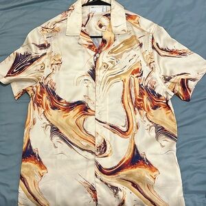 ASOS sateen marbled short sleeve button down